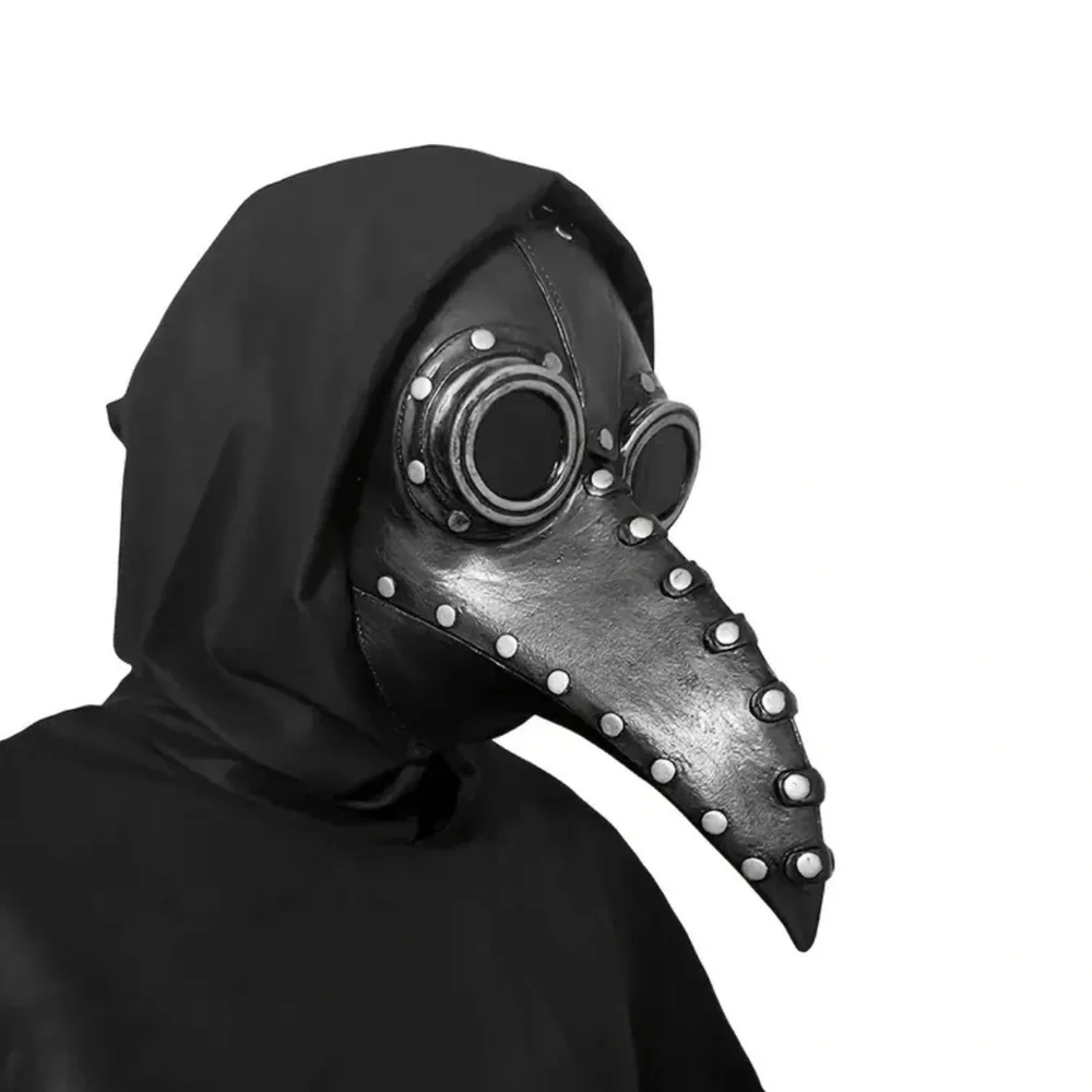 Leather Gothic Black Plague Doctor Mask